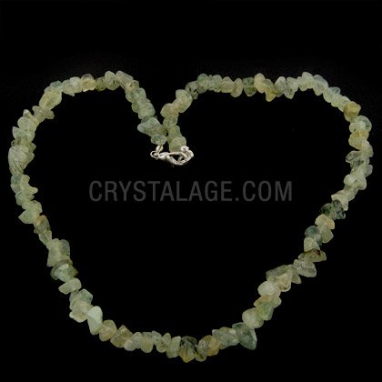 Prehnite & Epidote Gemstone Chip Necklace with Clasp