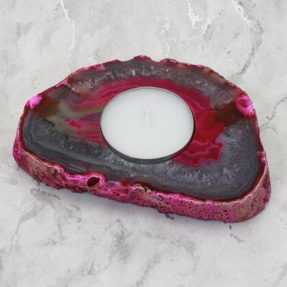 Pink Agate Tealight Candle Holder ~110x70mm