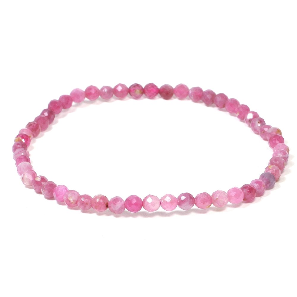 Pink Tourmaline 3mm Faceted Mini Bead Bracelet - RBTP4