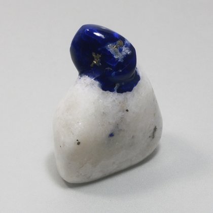 Polished Lapis Crystals on White Quartz ~39 x 31mm