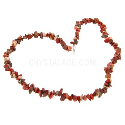 Poppy Jasper Gemstone Chip Necklace with Clasp