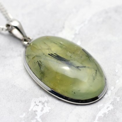 Prehnite and Epidote in Silver Pendant ~37mm