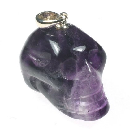 Purple Fluorite Crystal Skull Pendant ~ 22mm