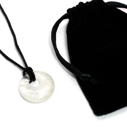 Quartz Agogo Donut Necklace & Velvet Pouch