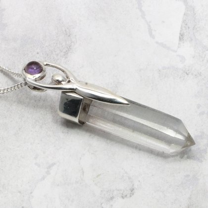 Quartz & Amethyst Goddess Terminated Silver Point