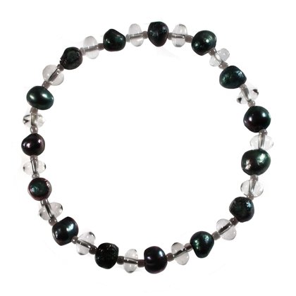 Quartz & Black Freshwater Pearl Bracelet