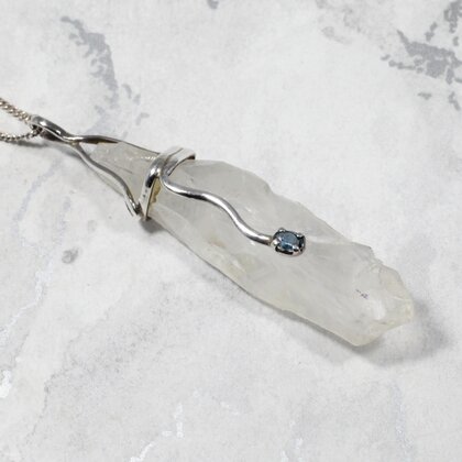 Quartz & Iolite 925 Silver Pendant ~64mm