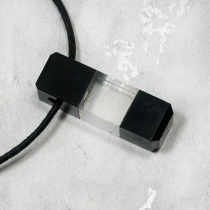 Quartz & Obsidian Pendant - Square 28mm