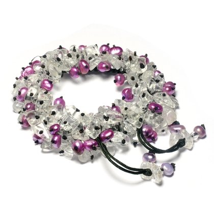 Quartz & Lilac Mother of Pearl Bracelet (Adjustable)