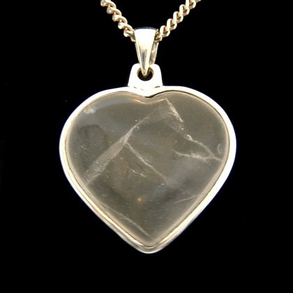 Quartz & Silver Pendant - Heart  29mm