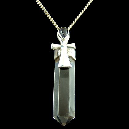 Quartz Crystal Point Pendant - Amethyst Ankh