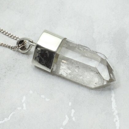 Quartz Point 925 Silver Pendant  ~29mm