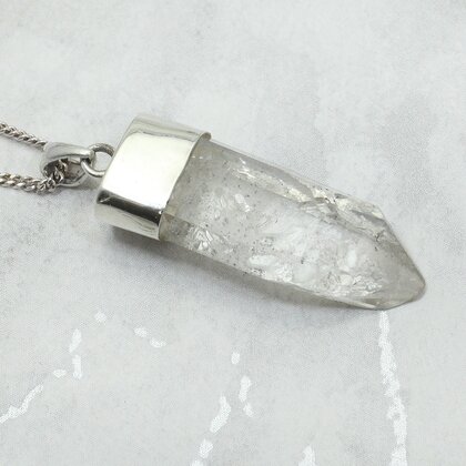 Quartz Point 925 Silver Pendant  ~32mm