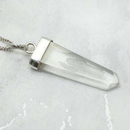 Quartz Point 925 Silver Pendant  ~33mm