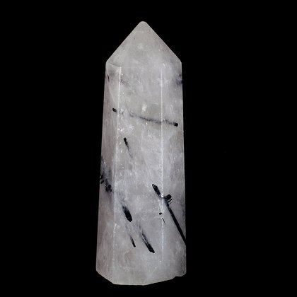 Quartz Polished Tourmalinated Faceted Point  ~8.4cm