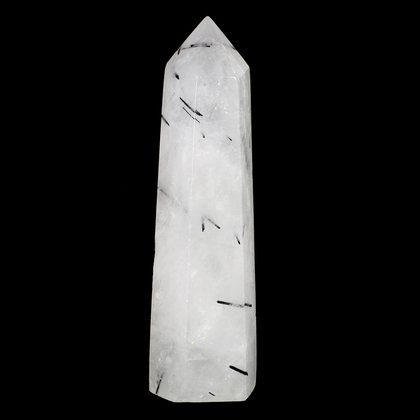 Quartz Polished Tourmalinated Faceted Point  ~9.5cm