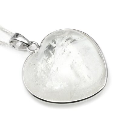 Quartz Silver Rim Heart Pendant ~30mm