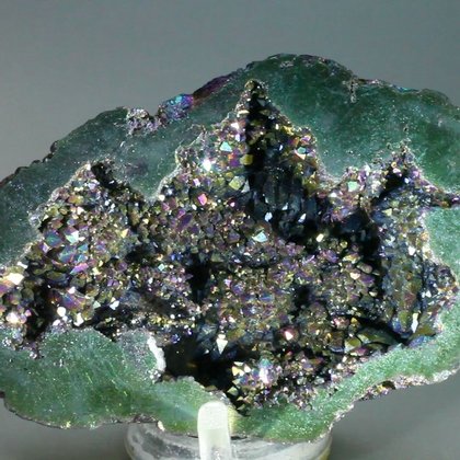 Rainbow Aura Quartz Crystal Geode ~87mm