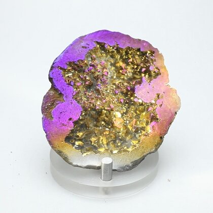 Rainbow Aura Quartz Geode ~64mm