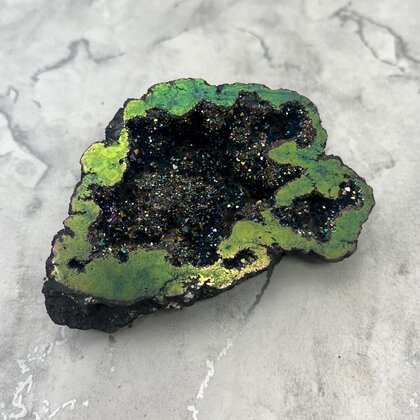 Rainbow Aura Quartz Geode ~81x55mm