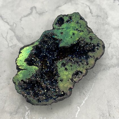 Rainbow Aura Quartz Geode ~93x59mm