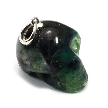 Rainbow Fluorite Crystal Skull Pendant ~ 20mm