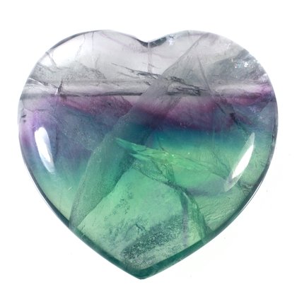 Rainbow Fluorite Drilled Heart Pendant ~40 x 40mm
