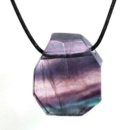 Rainbow Fluorite Faceted Pendant  ~33mm