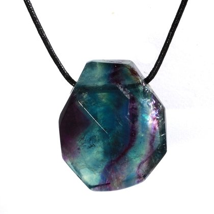 Rainbow Fluorite Faceted Pendant  ~35mm