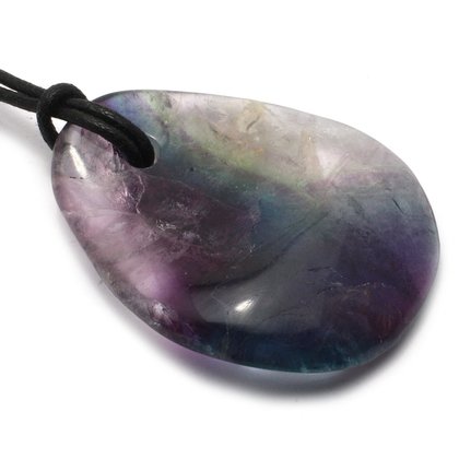 Rainbow Fluorite Pendant & Cord ~42mm