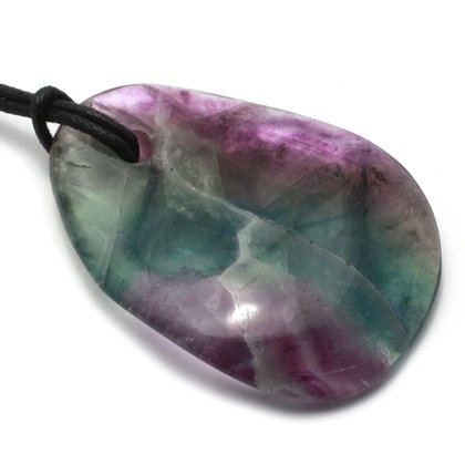 Rainbow Fluorite Pendant & Cord ~47mm