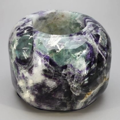 Rainbow Fluorite Tealight Candle Holder ~8.5 x 6cm