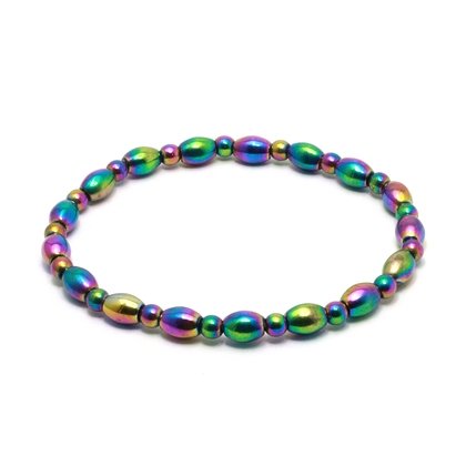Rainbow Magnetic Hematite Crystal Bracelet - Mini Bead
