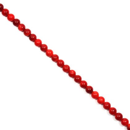 Red Bamboo Coral Crystal Beads - 6mm Round