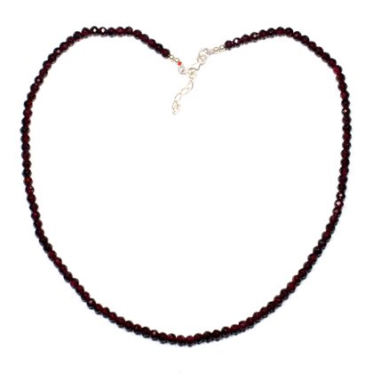 Red Garnet Faceted Bead Necklace ~17"