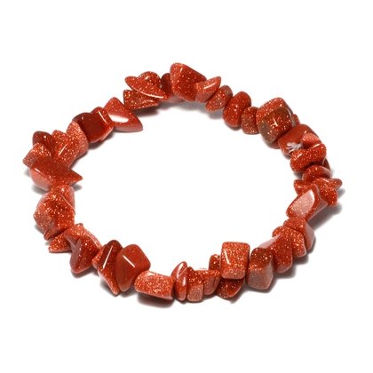 Red Goldstone Gemstone Chip Bracelet