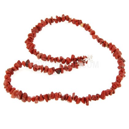 Red Jasper Gemstone Chip Necklace with Clasp