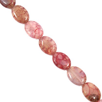 Red Network Agate Crystal Beads - 20mm Flat Oval