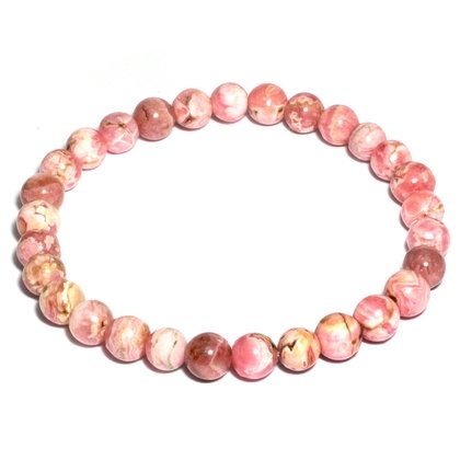 Rhodochrosite 7mm Round Bead Bracelet