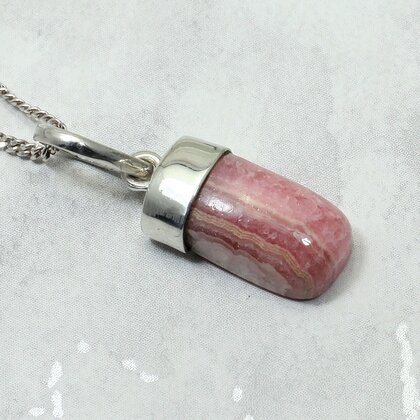 Rhodochrosite 925 Silver Pendant ~18mm
