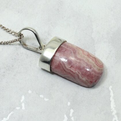 Rhodochrosite 925 Silver Pendant ~21mm