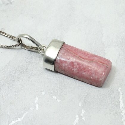 Rhodochrosite 925 Silver Pendant ~23mm