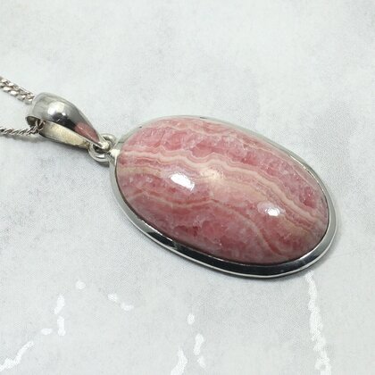 Rhodochrosite 925 Silver Pendant ~28mm