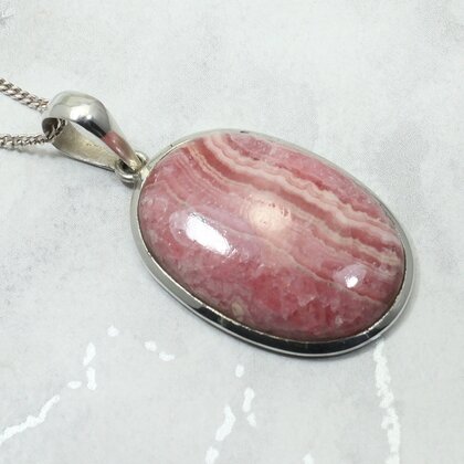 Rhodochrosite 925 Silver Pendant ~31mm