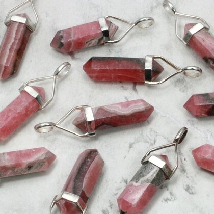 Rhodochrosite Double Terminating Point 925 Silver Pendant ~22mm