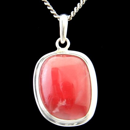 Rhodochrosite & Silver Pendant - Freeform 24mm