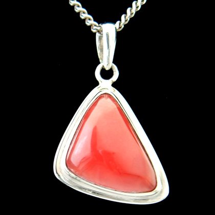 Rhodochrosite & Silver Pendant - Triangle 24mm