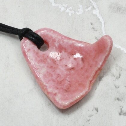 Rhodochrosite Pendant & Wax Cotton Cord ~31x32mm