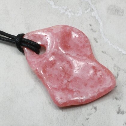Rhodochrosite Pendant & Wax Cotton Cord ~41x31mm