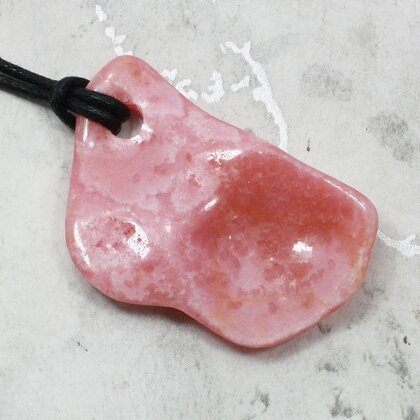 Rhodochrosite Pendant & Wax Cotton Cord ~43x27mm
